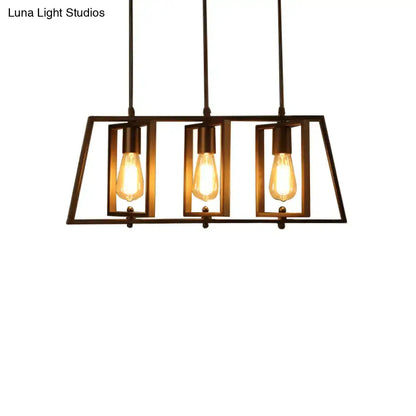 Industrial black 3 light frame island pendant light kitchen chandelier