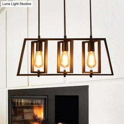 Industrial black 3 light frame island pendant light kitchen chandelier