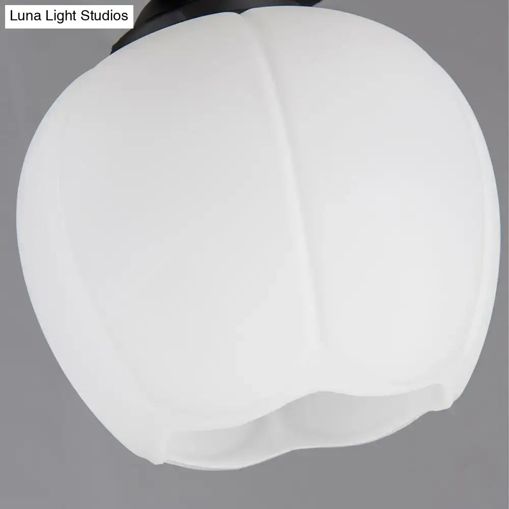 Industrial black 3-light opal glass globe pendant – dining room