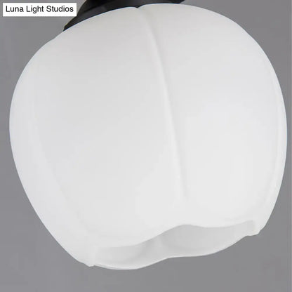 Industrial black 3-light opal glass globe pendant – dining room