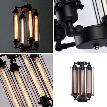 Industrial black 8-head hanging pendant lamp for dining room