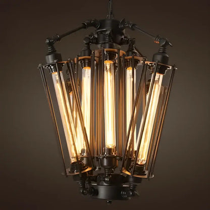 Industrial black 8-head hanging pendant lamp for dining room