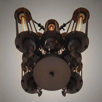 Industrial black 8-head hanging pendant lamp for dining room
