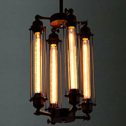 Industrial black 8-head hanging pendant lamp for dining room