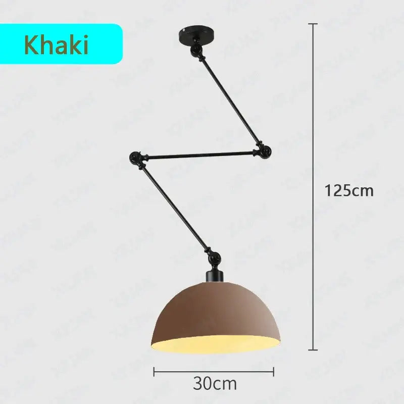 Industrial black adjustable long arm pendant light for living room