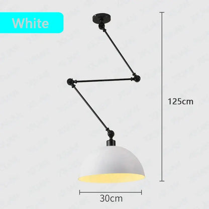 Industrial black adjustable long arm pendant light for living room