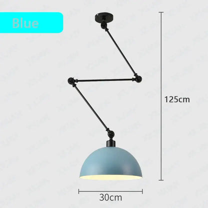 Industrial black adjustable long arm pendant light for living room