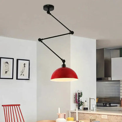 Industrial black adjustable long arm pendant light for living room