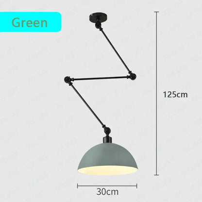Industrial black adjustable long arm pendant light for living room