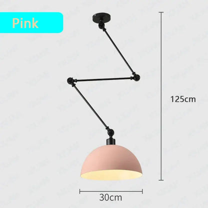 Industrial black adjustable long arm pendant light for living room