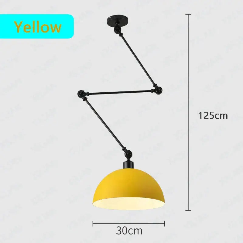 Industrial black adjustable long arm pendant light for living room