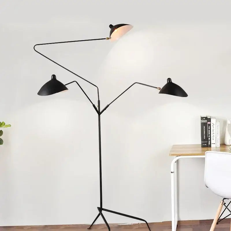 Industrial black adjustable spider arm floor lamp living room