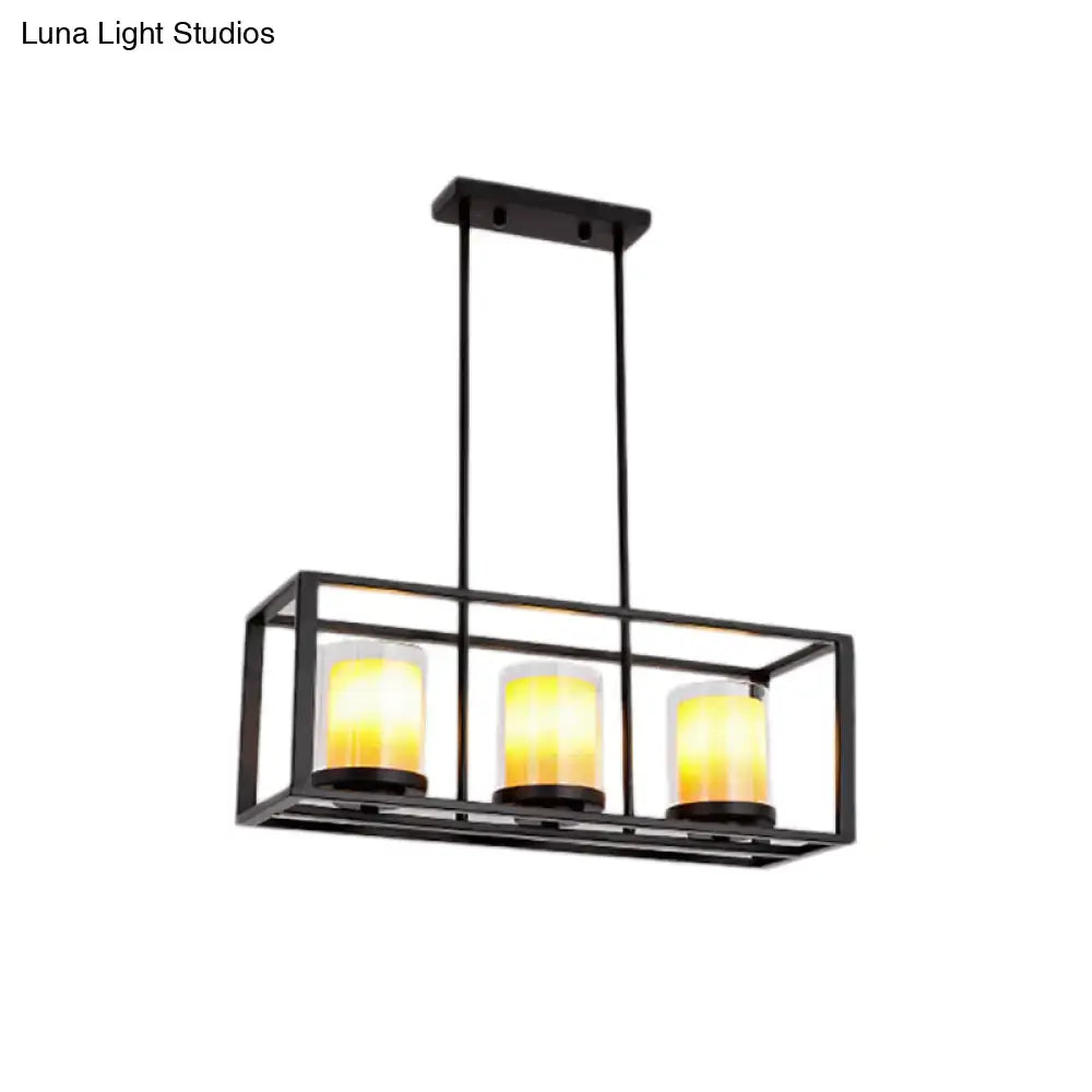 Industrial black amber cylinder island light fixture kitchen chandelier