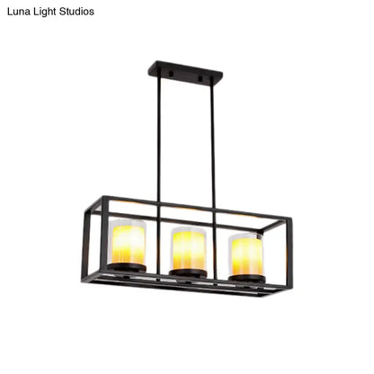 Industrial black amber cylinder island light fixture kitchen chandelier