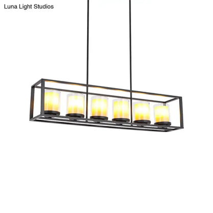 Industrial black amber cylinder island light fixture kitchen chandelier