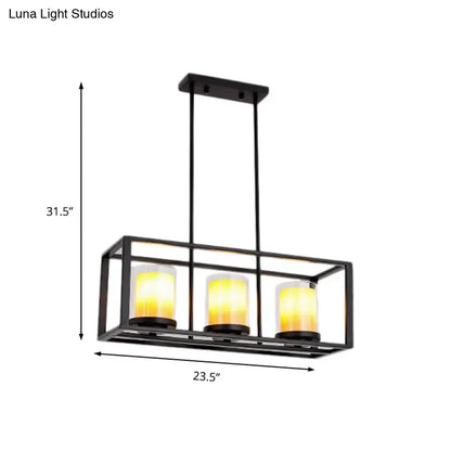 Industrial black amber cylinder island light fixture kitchen chandelier