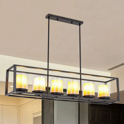 Industrial black amber cylinder island light fixture kitchen chandelier
