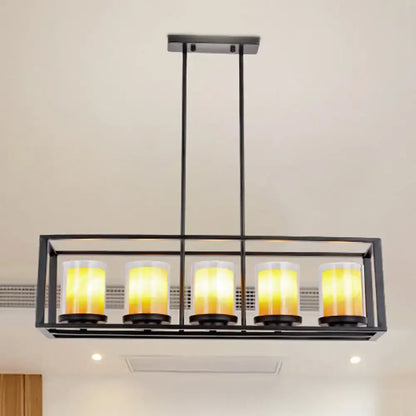 Industrial black amber cylinder island light fixture kitchen chandelier