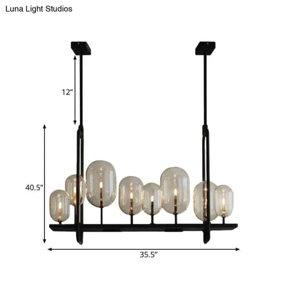 Industrial black amber glass chandelier – kitchen island lighting