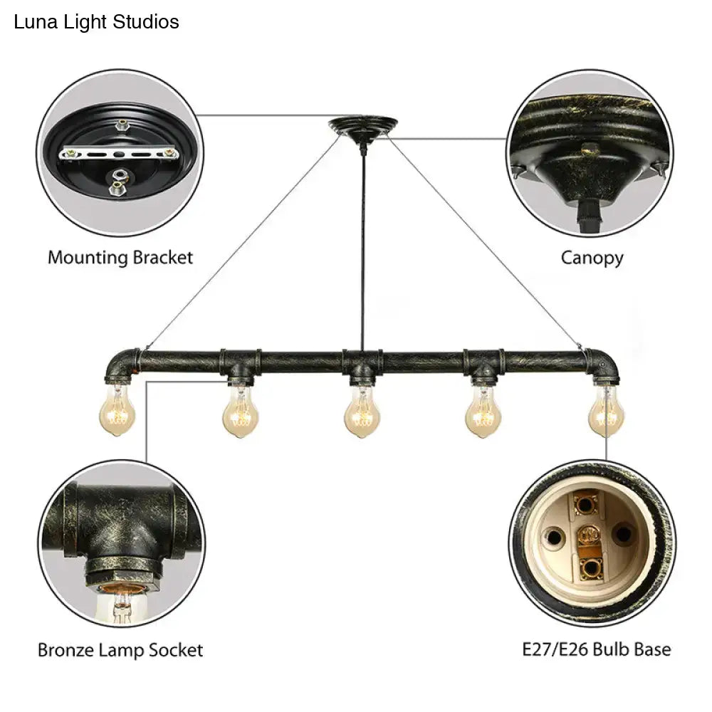 Industrial black and antique brass ceiling light living room chandelier