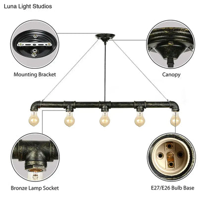 Industrial black and antique brass ceiling light living room chandelier