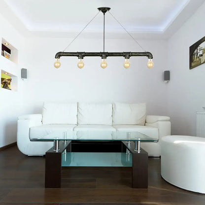 Industrial black and antique brass ceiling light living room chandelier