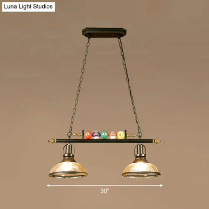 Industrial black and brass billiard ball light dining room fixture