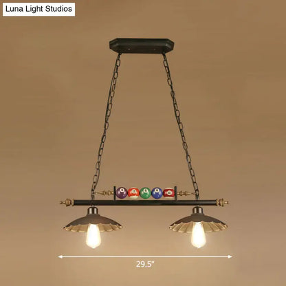 Industrial black and brass billiard ball light dining room fixture