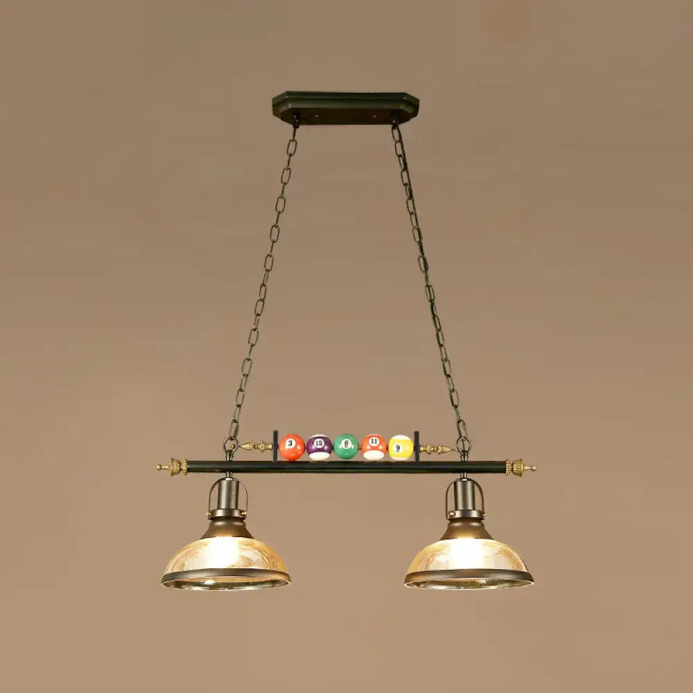 Industrial black and brass billiard ball light dining room fixture