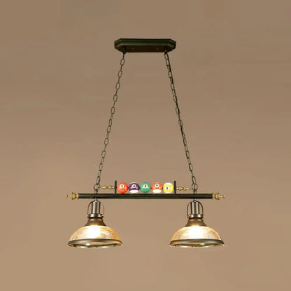 Industrial black and brass billiard ball light dining room fixture