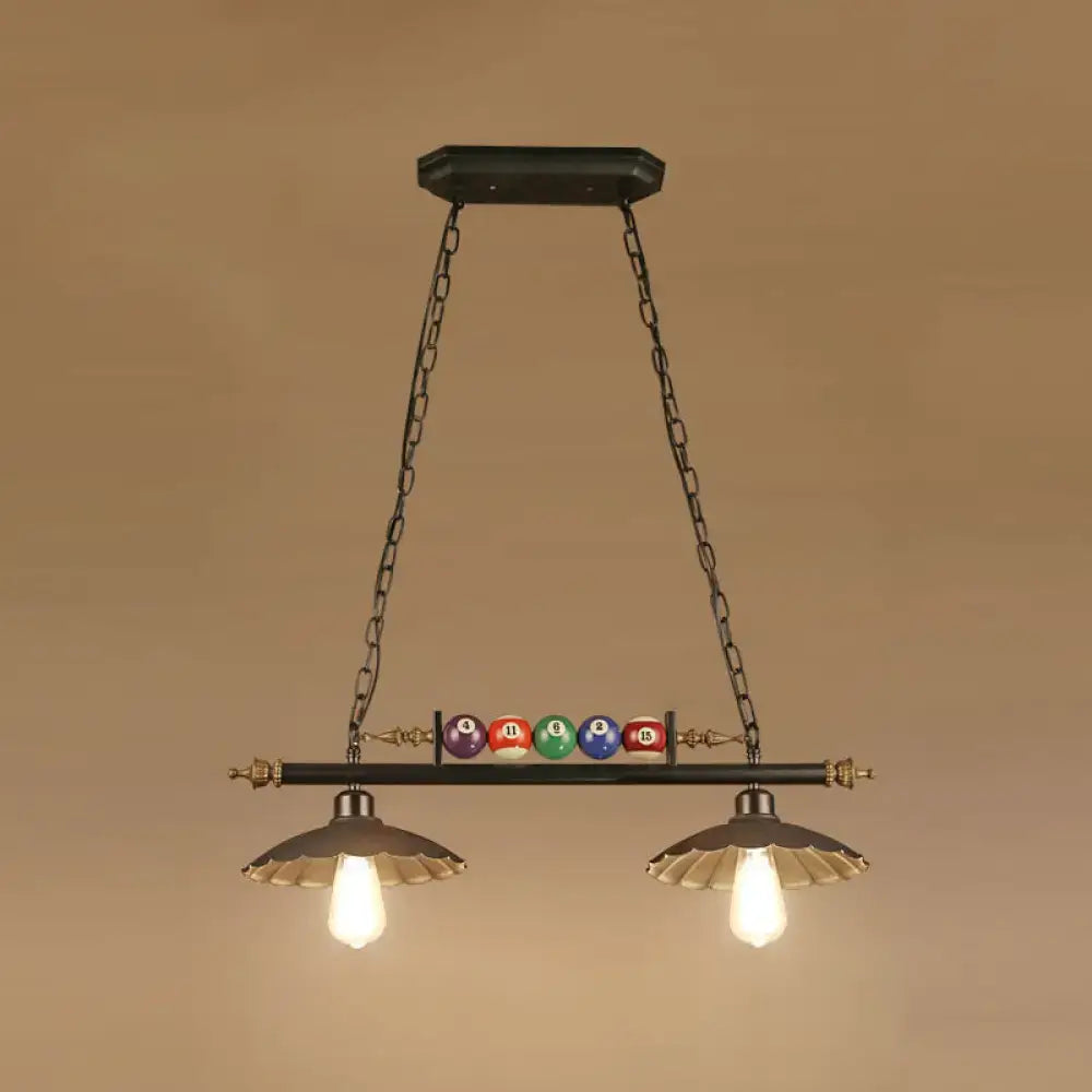 Industrial black and brass billiard ball light dining room fixture