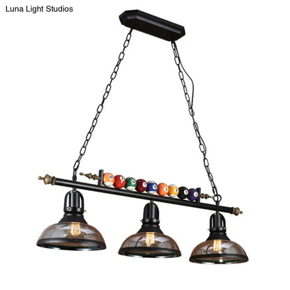 Industrial black and brass billiard ball light dining room fixture