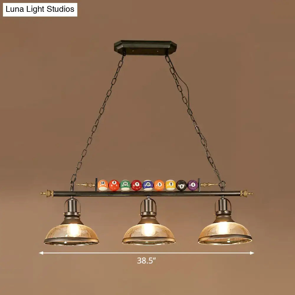 Industrial black and brass billiard ball light dining room fixture