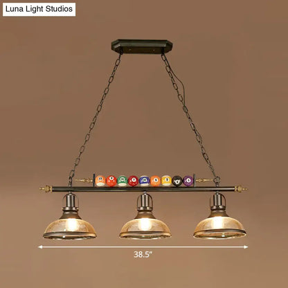 Industrial black and brass billiard ball light dining room fixture