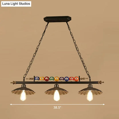 Industrial black and brass billiard ball light dining room fixture