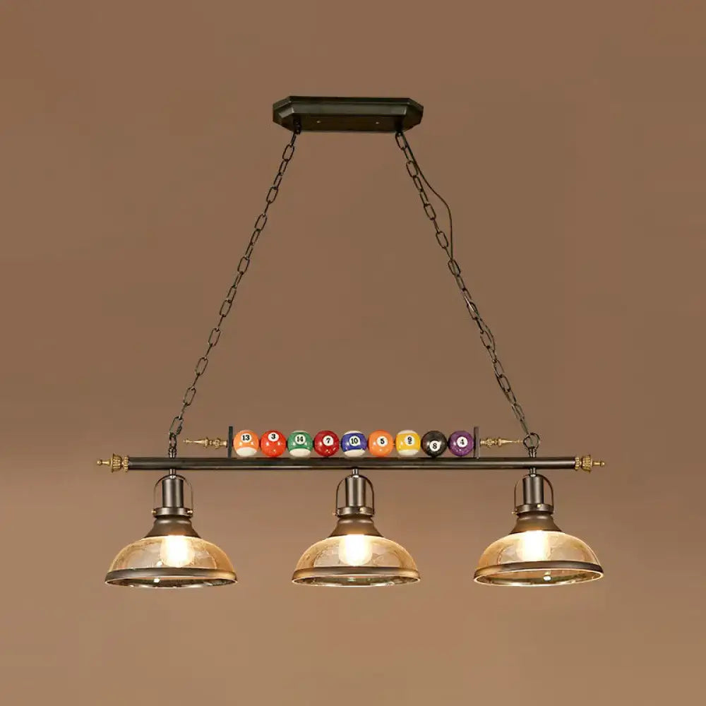 Industrial black and brass billiard ball light dining room fixture