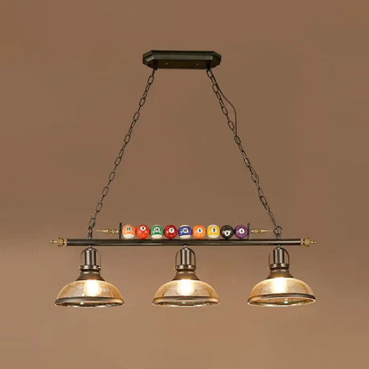 Industrial black and brass billiard ball light dining room fixture