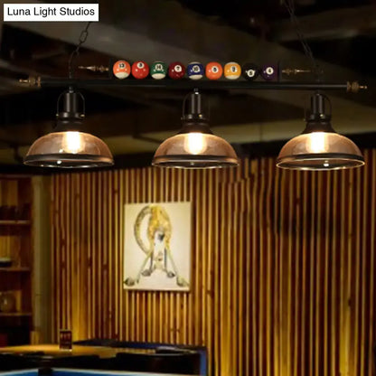 Industrial black and brass billiard ball light dining room fixture