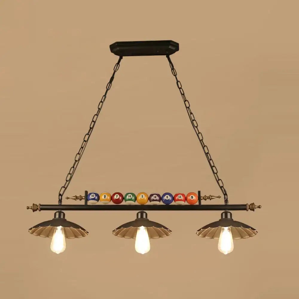 Industrial black and brass billiard ball light dining room fixture