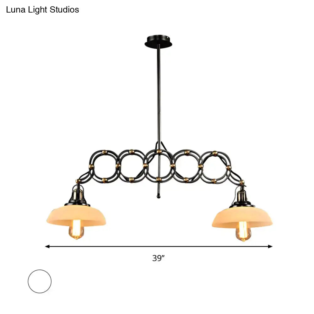 Industrial black and brass opal glass pendant light kitchen island