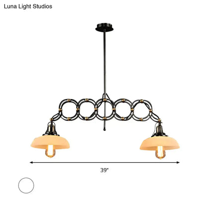 Industrial black and brass opal glass pendant light kitchen island