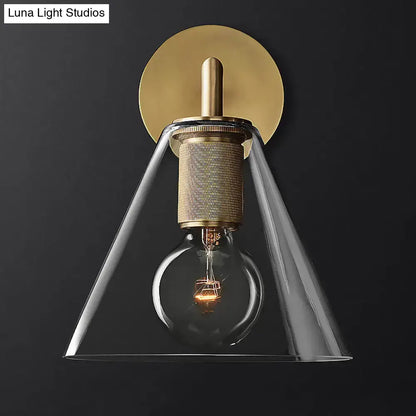 Industrial black and brass wall lamp bedroom clear glass fixture