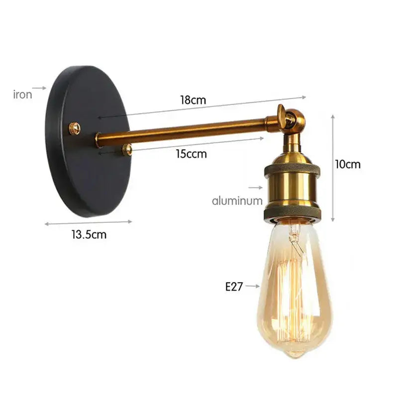 Industrial black and brass wall light bedroom industrial led wall