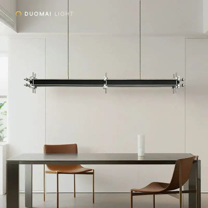 Industrial black and chrome pendant chandelier – dining room light