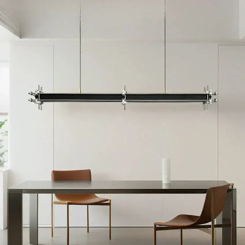 Industrial black and chrome pendant chandelier – dining room light