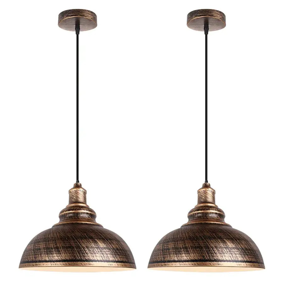 Industrial black and copper pendant lights set of 2 dining room
