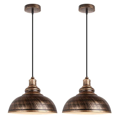 Industrial black and copper pendant lights set of 2 dining room