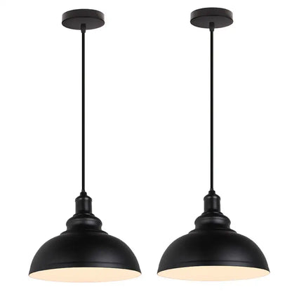 Industrial black and copper pendant lights set of 2 dining room