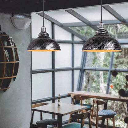 Industrial black and copper pendant lights set of 2 dining room
