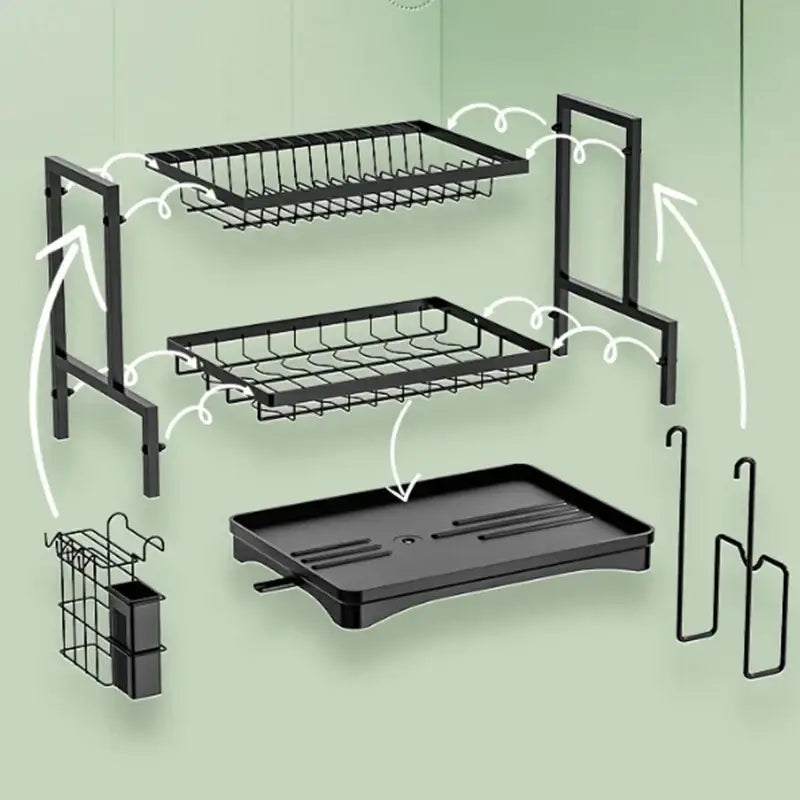 Industrial black and gold 2 tier kitchen storage rack